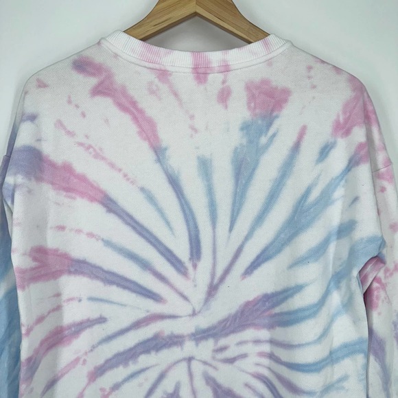 90 Degree by Reflex Pink & Blue Tie-Dye Side-Slit Sweatshirt - Picture 8 of 9